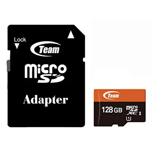 [0008596] TEAM 128GB MicroSDHC/SDXC UHS-I U1 C10 Memory Card with Adapter