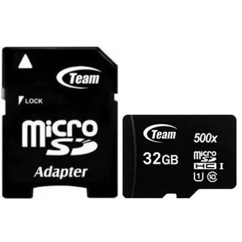 [0008597] TEAM 32GB MicroSDHC/SDXC UHS-I U1 C10 Memory Card with Adapter