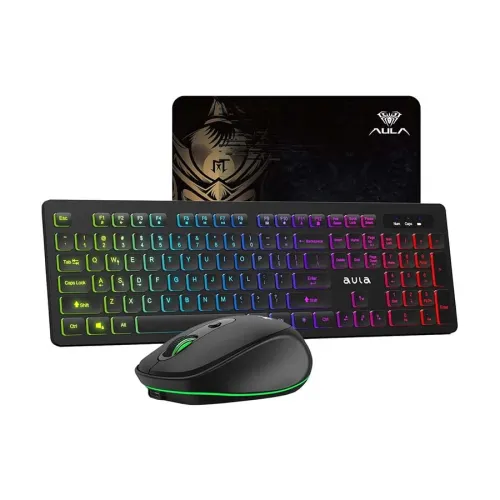 [0000562] AULA AC208 Wireless Rechargeable Keyboard Mouse & Mouse Pad Combo