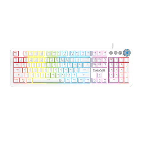 [0000591] Fantech MK852 Max Core Space Edition Mechanical USB Gaming Keyboard White ( With 2 Port USB Hub)