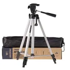 [06226] Tripod 330A Professional Aluminum Camera TRIPOD-SIVERS WITH MOBILE HOLDER and 360 Degree Swivel Fluid Head 5 Feet