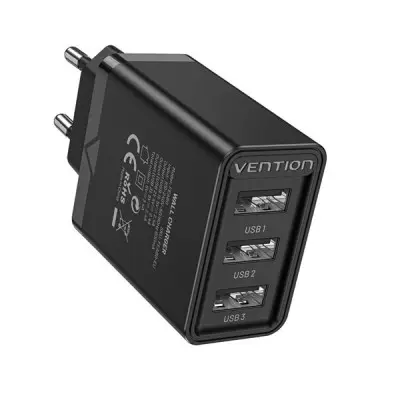 [0010253] VENTION FEAB0-EU 3-port USB(A+A+A) Wall Charger EU-Plug Black