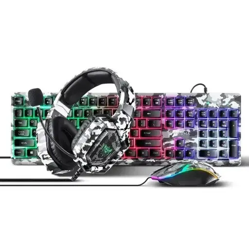 [04765] Onikuma TZ3005 3-in-1 RGB Wired Keyboard, Mouse, Headset Gaming Combo (Black)