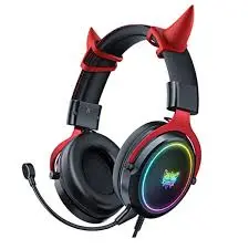 Onikuma X10 Ox Horn RGB Wired Professional Gaming Headset with Noise Cancellation Microphone (Black Red)