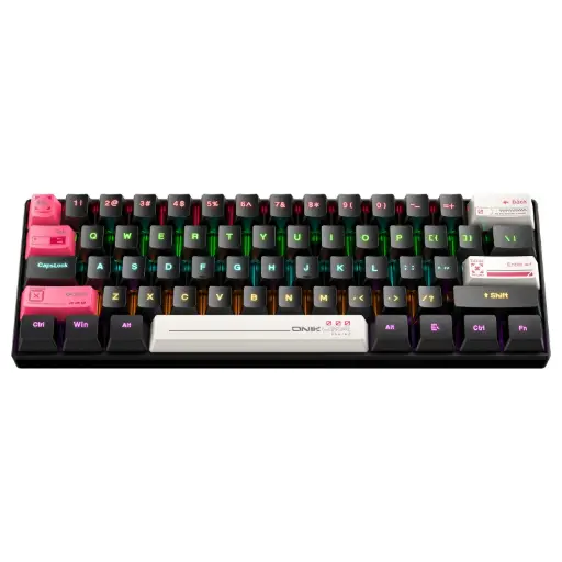 [04738] Onikuma G55 61 Keys RGB Colorful Lighting Wired Gaming Mechanical Keyboard – Brown Switch | Black