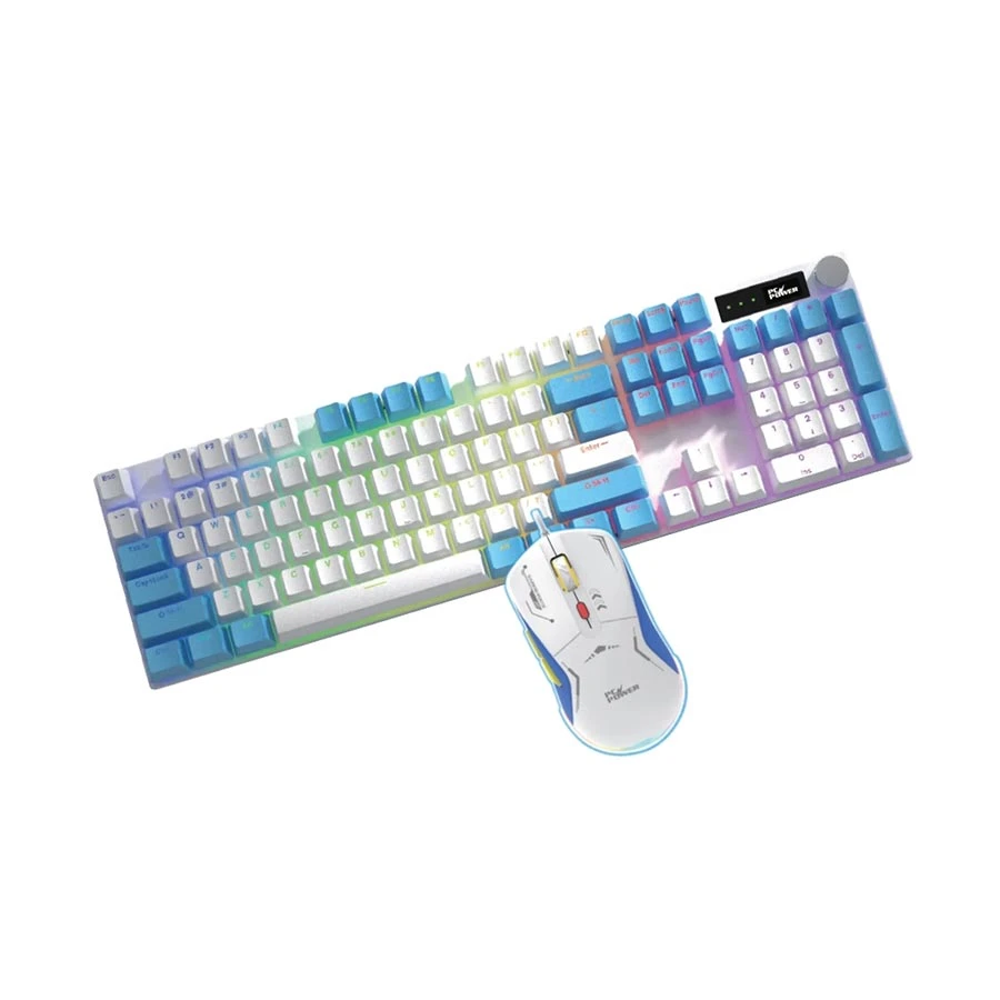 Pc Power Fury Combo RGB Wired (Blue Switch) White Mechanical Gaming Keyboard & Mouse Combo #FC104