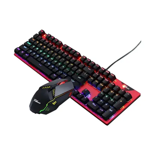 [05031] Pc Power Flare Combo RGB Wired (Blue Switch) Red & Black Mechanical Gaming Keyboard & Mouse Combo