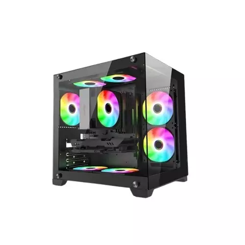 Wintech PANDORAS BOX X2 Pre-Install 5 Colourful ARGB Fan M-ATX Gaming PC Casing (Black)