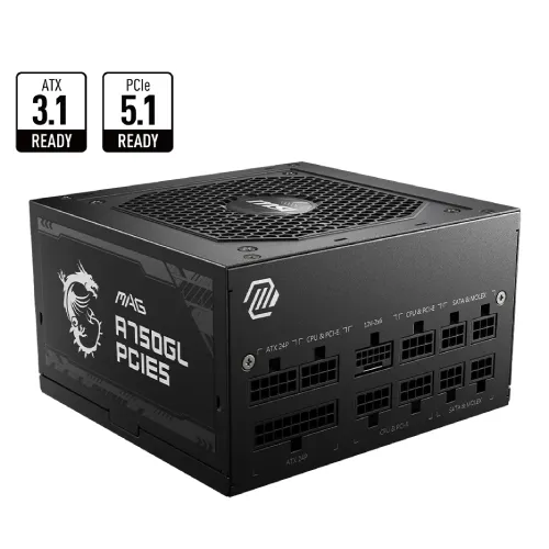 [0010909] MSI MAG A750GL PCIE5 750W 80 Plus Gold Full Modular Power Supply