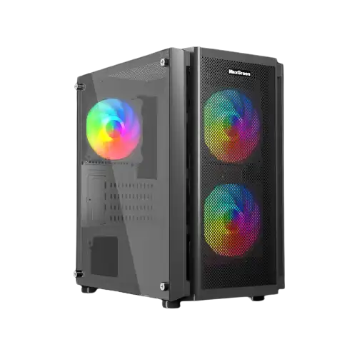 MaxGreen 5510-Mesh Mini-Tower ARGB M-ATX Gaming Case With PSU