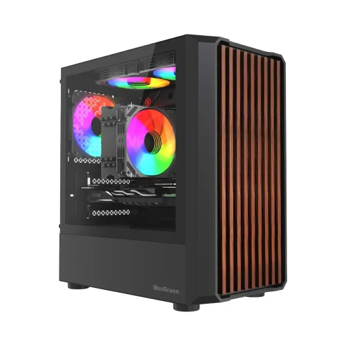 [0010920] MaxGreen 315 Wood M-ATX Mid-Tower Gaming Casing
