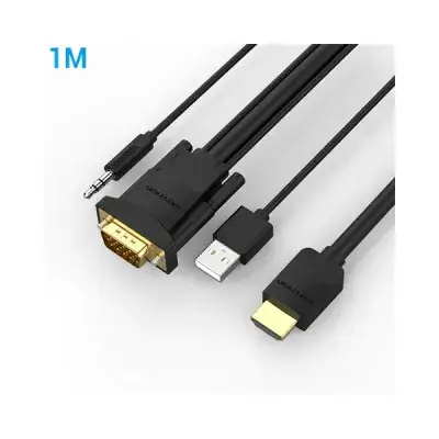 VENTION ABIBF HDMI to VGA Cable with Audio Output & USB Power Supply - 1M