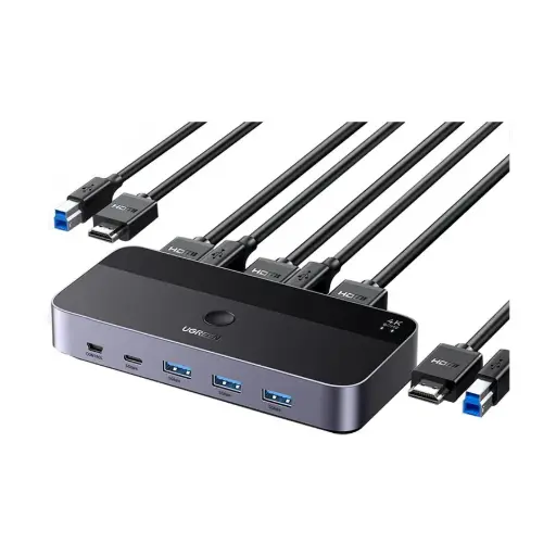 [07899] Ugreen CM664 (15707) HDMI KVM Black & Gray Switch with 4 USB Port #15707 