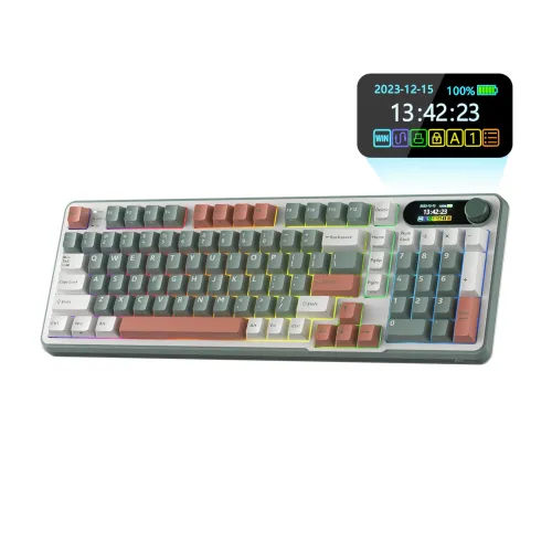 [0011144] Royal Kludge S98 Tri-Mode Hot-Swappable Chartreuses Switch Mechanical Keyboard With Display 