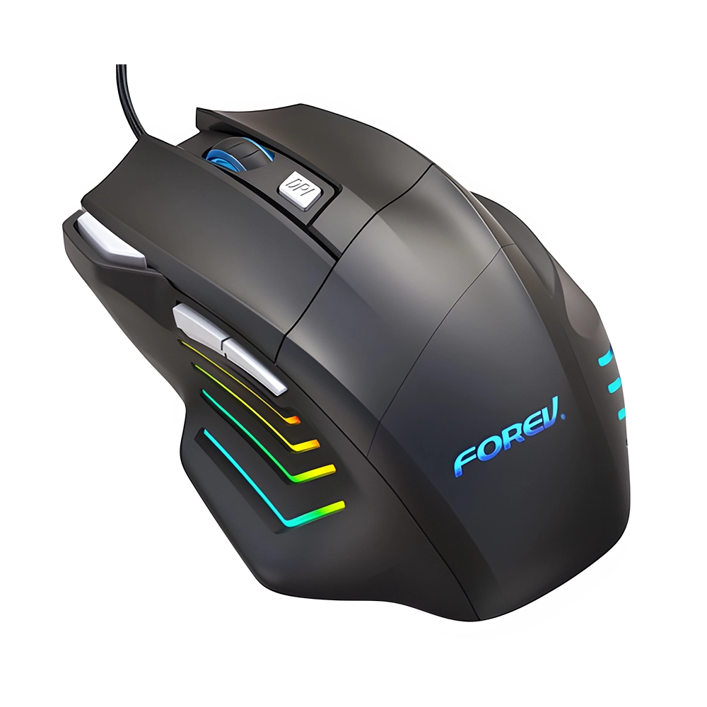 FOREV FV-X7 3200dpi Wired Mechanical Gaming RGB Lighted Mouse (Black) 