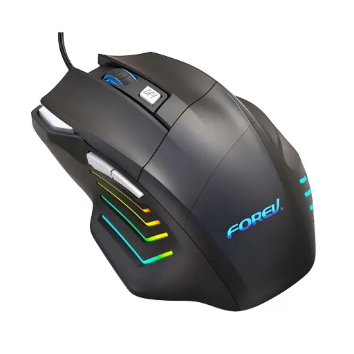 [0007966] FOREV FV-X7 3200dpi Wired Mechanical Gaming RGB Lighted Mouse (Black) 