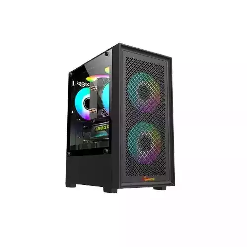 [0011289] Pc Power Dark Flow Mesh X2 Mid Tower M-ATX Gaming Case With 230W PSU (Black) 
