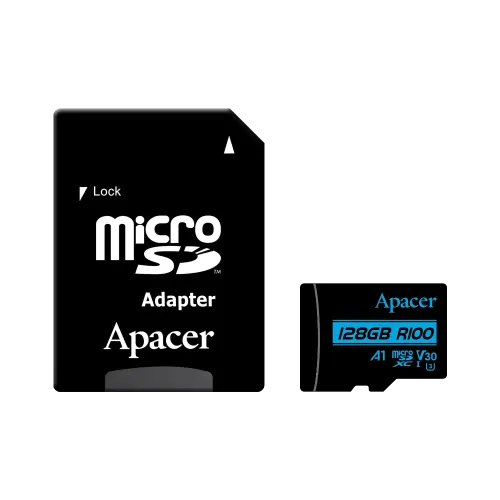 [0011392] Apacer R100 MicroSDXC UHS-I U3 V30 A1 128GB Class-10 Memory Card with Adapter 