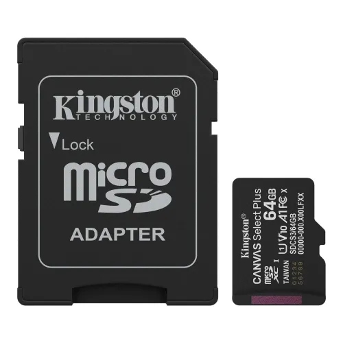 [0008075] Kingston Canvas Select Plus 64GB UHS-I microSDXC Memory Card With SD Adapter 