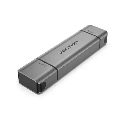 VENTION CLLH0 2-in-1 USB 3.0 A+C Card Reader(SD+TF) Dual Drive Letter - Gray